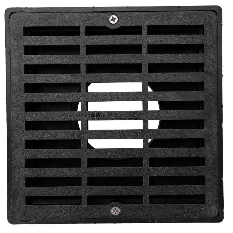 NDS 640 6-Inch Square Grate with Low-Profile Adapter Drain, Connects to 3-Inch and 4-Inch Drain Pipes and Fittings, for Small Lawns, Landscaping and Patios, Plastic, Black - Image 3